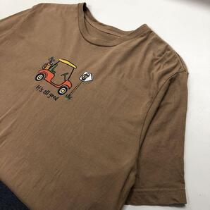 ゴルフ カート イラスト 半袖Tシャツ ブラウン メンズXL