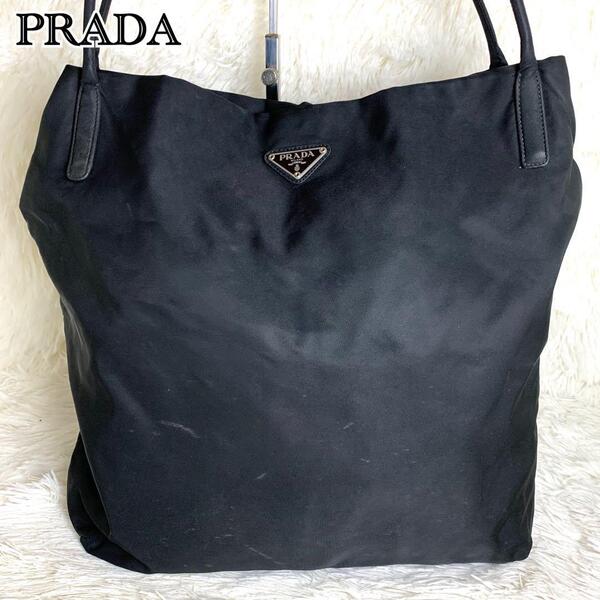 【極美品】PRADA プラダ トートバッグ ショルダーバッグ ハンドバッグ テスートナイロン ポコノ 三角ロゴプレート 黒 ブラック 白タグ 31