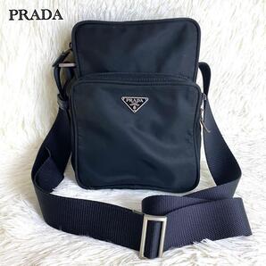 【極美品】PRADA プラダ ショルダーバッグ サコッシュ ポーチ テスートナイロン ポコノ 三角ロゴプレート 黒 ブラック 白タグ 58