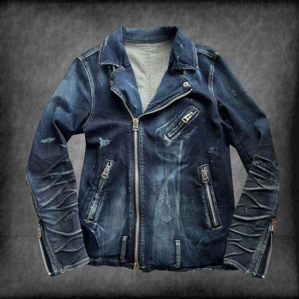 FUGA 00s archive y2k 鬼ヒゲ demim riders jacket japanese label デニム ダブル ライダース ジャケット ifsixwasnine lgb buffalo bobs