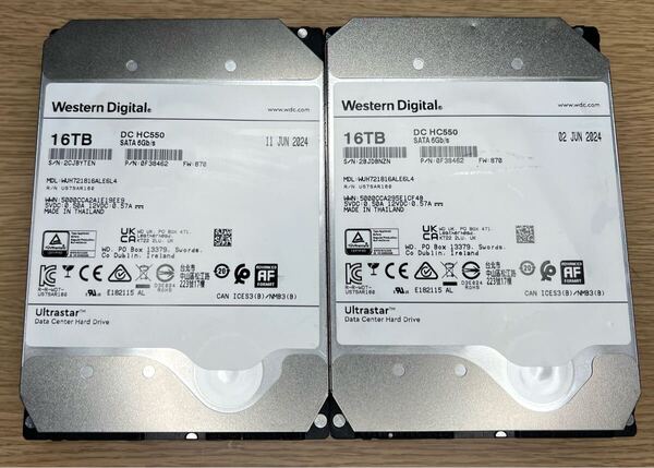 2024年製 2個セット32TB 大容量HDD WD 16TB HDD HC550 3.5インチ 7200rpm