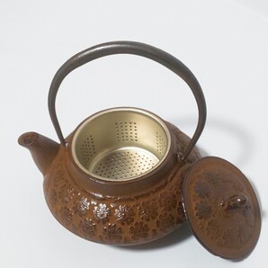 南部鉄瓶 花模様 鉄製急須 金属製フィルター付き 南部鉄器 鉄瓶 急須 茶道具 岩鋳 レトロ 南部鉄瓶 茶器