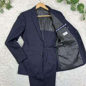 美品 ORIHICA オリヒカ SHINY STRETCH シャイニーストレッチ Smart 10month スマート10マンス スーツセットアップ Y6 ネイビー