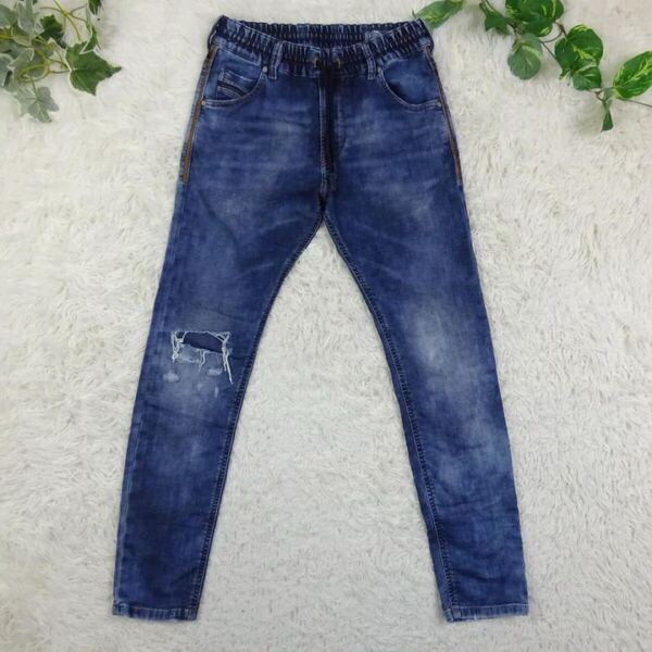 美品 DIESEL ディーゼル Krailey R-Ne JOGG JEANS ジョグジーンズ リペア加工 テーパードシルエット スウェットデニム W23