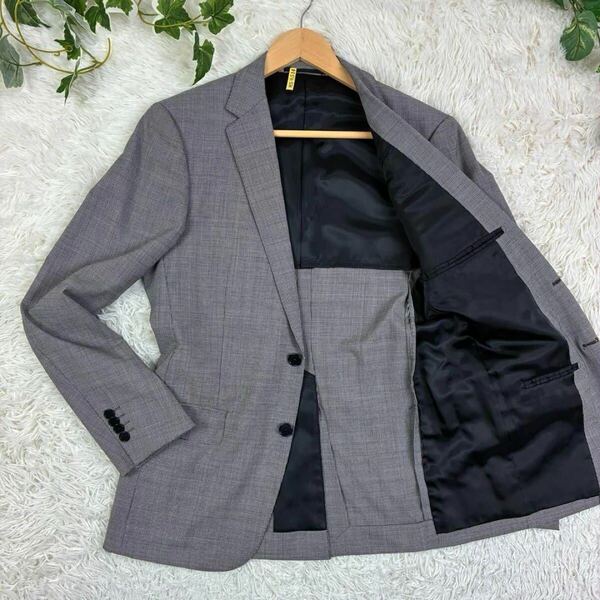 美品 UNITED ARROWS ユナイテッドアローズ 千鳥格子 ストレッチ テーラードジャケット シングル 2B 背抜き M 春夏