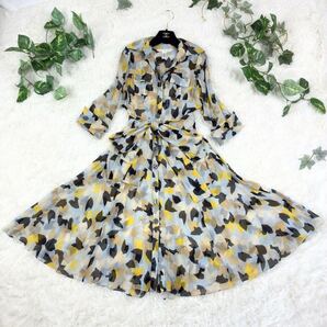 DIANE von FURSTENBERG ダイアンフォンファステンバーグ シルク100% 絹100% シャツワンピース シアー リボン フレア ロング丈 4