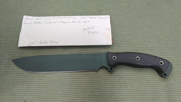 BUSSE 2nd Gen Ergo Battle Mistress Saber Forest Green Blade Textured Magnum Black G10 アウトドアナイフ