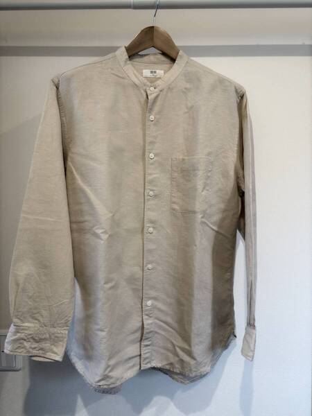 【中古】ユニクロ リネンコットンスタンドカラーシャツ(長袖) サイズ:XL カラー: 31 BEIGE