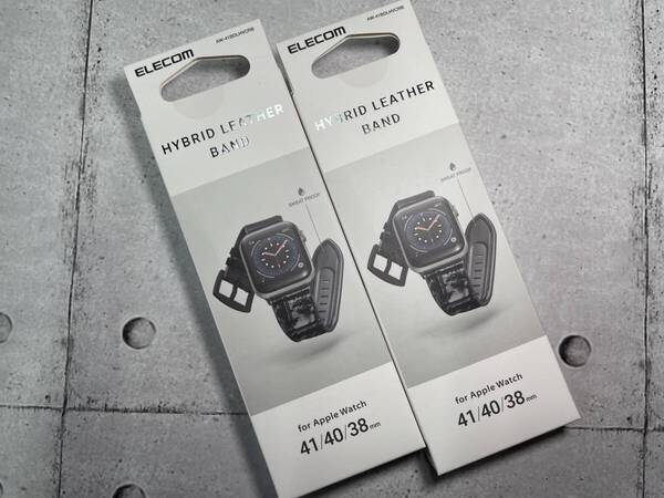 送料無料!!新品■2本セット AppleWatch用ハイブリッドレザーバンド (41/40/38mm) AW-41BDLHVCRB■アップルウォッチ ベルト ブラック系.