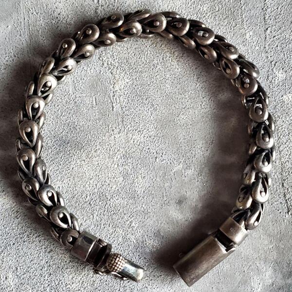 VINTAGE ヴィンテージ シルバー スケイルチェーン 925 刻印 ブレスレット アンティーク SILVER