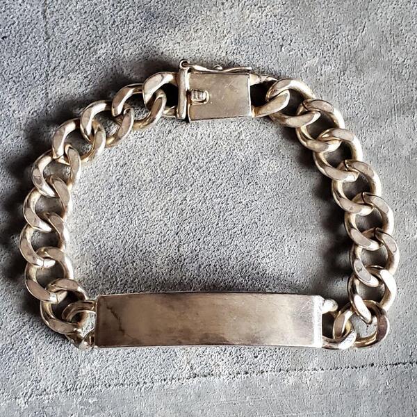 VINTAGE ヴィンテージ 925 MEXICO 刻印 IDプレート 喜平チェーン シルバー ブレスレット アンティーク SILVER