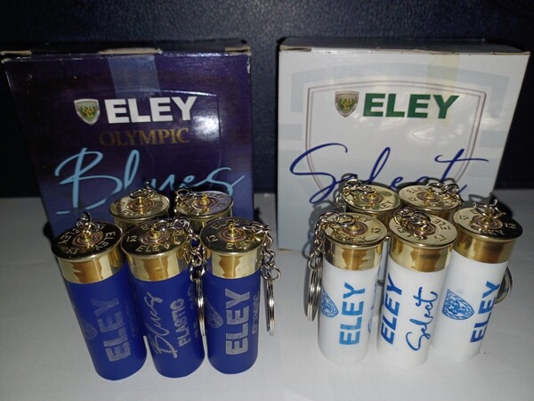 【送料無料】ELEY 白青2種 10個セット 空薬莢キーホルダー M870 M3 M4 M1100 AK47 89式 M14 HK416 M16 AA12 winchester Remington