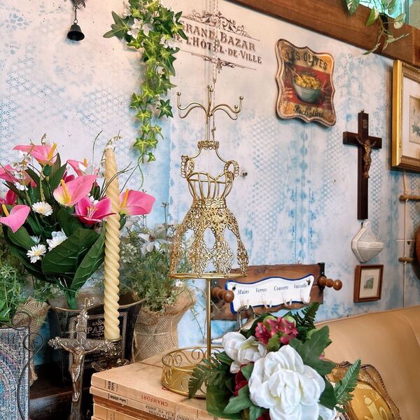 アンティーク雑貨トルソー型 アクセサリースタンド(c)dress/gold#店舗什器#インテリア装飾小物