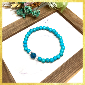 【SALE・送料無料・即決】アパタイト&ターコイズ ブレスレット パワーストーン 8mm×6mm / メンズ レディース 男性 女性 お守り