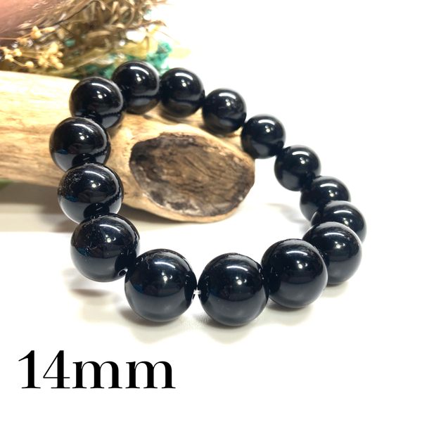 オニキス パワーストーン ブレスレット 14mm 天然石ブレス (シンプル) 開運 浄化 数珠ブレス メンズ 男性 プレゼント 14ミリ
