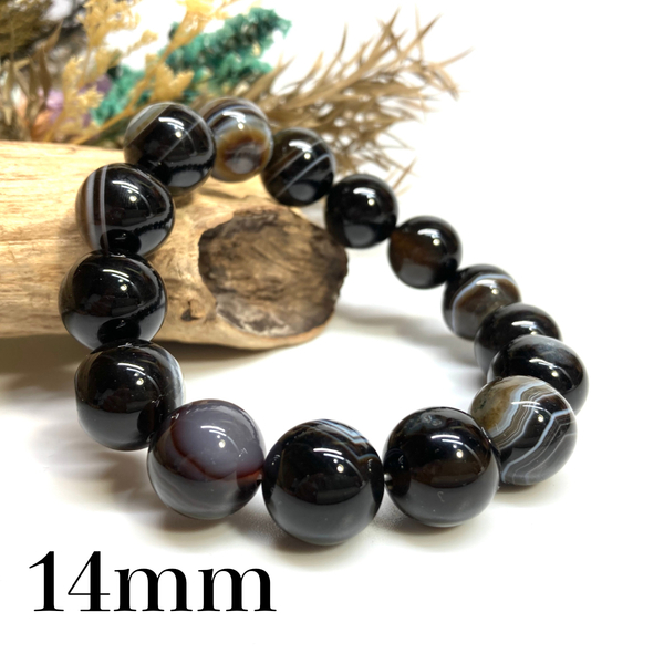 チベットアゲート(天眼石)パワーストーン ブレスレット 14mm 天然石ブレス シンプル 浄化 メンズ 男性 プレゼント 14ミリ