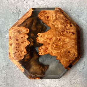 BASE WOOD DESIGN ランタン 台座 花台 レジン 楡①