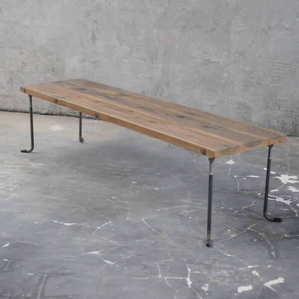 【現品販売】wood iron table 33*135*36 アイアン ローテーブル 机 鉄脚 一枚板 tab14
