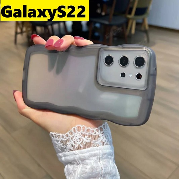 GalaxyS22 ウェーブ なみなみ可愛いケース 黒 Galaxyケース