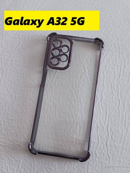 Galaxy A32 5G 枠メッキ加工風 クリアケース 黒 Galaxyケース