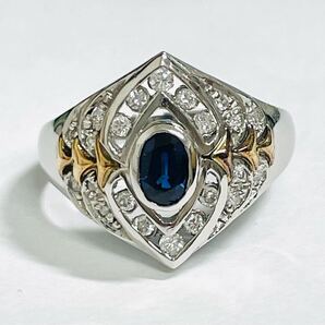 ☆Pt900/K18 サファイア0.54ct&ダイヤ付きリング 13.5号☆