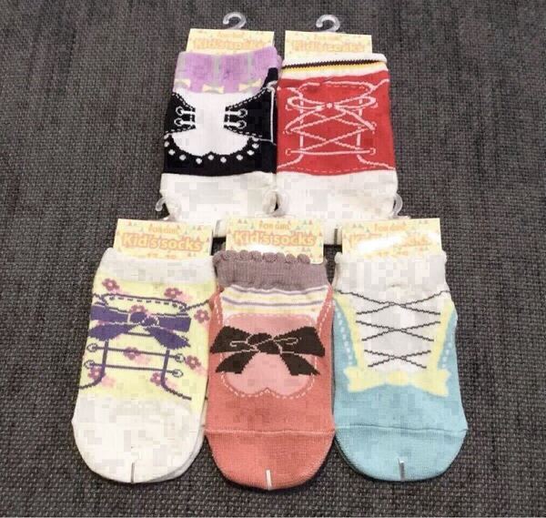 【特価SALE】新品 13~18㎝ 靴下 5足セット 女の子 キッズ プレゼント 福袋 スニーカー まとめ売り!