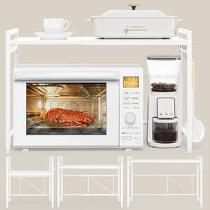 DAIWIN レンジ上ラック トースターラック レンジ置き台 伸縮式 幅36~65cm 棚板高さ調節可 耐荷重50kg シンク上キッチン収納