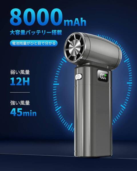 エアダスター ブロワー 洗車 ジェットブロアー超強力 電動 コードレス 120000RPM高速回転 充電式 小型 軽量 8000mAh大容量バッテリー
