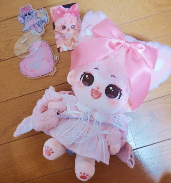 骨入り BTS 20cm グク 服 アクスタ カード 着せ替えぬいぐるみ ピンク 人形 ジョングク KーPOP 防弾少年団 BTS ぬい ぬい活 ロリータ