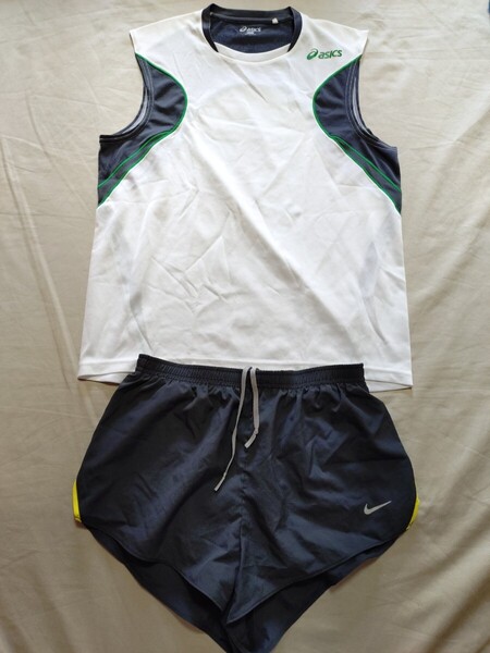 【美品】アシックス ASICS ランニングシャツ&パンツ タンクトップ&ランニングパンツ Mサイズ