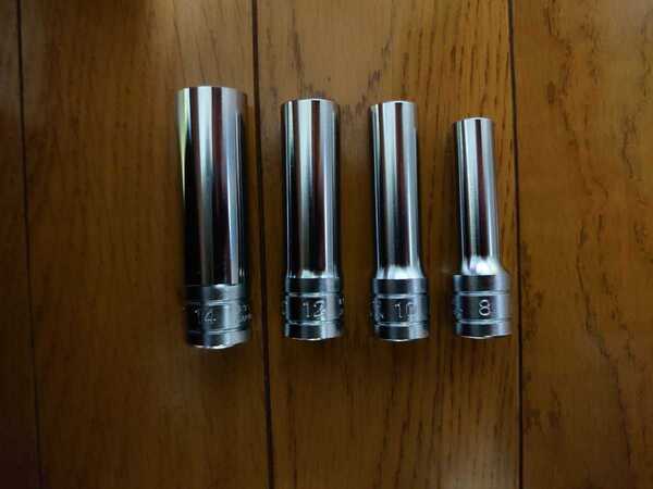 KTC 9.5sq.ディープソケット(六角)4本セット B3L-08,B3L-10,B3L-12,B3L-14