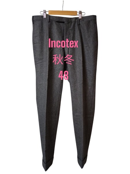 美品 INCOTEX インコテックス ウールパンツ 秋冬物 48 グレー