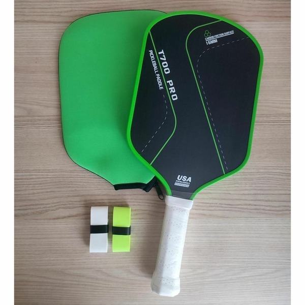 ピックルボール パドル T700 生カーボンファイバー カバー付き 緑 PRO
