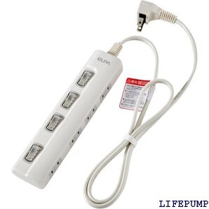 エルパ ELPA スイッチ付タップ コンセント 延長コ LED 横差し 4個口 1m WLS-LY41EB W 8989