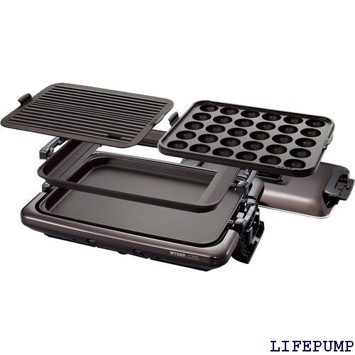 タイガー魔法瓶 TIGER ホットプレート3枚セット たこ焼き 焼肉 蓋付き ブラウン CRV-A300-T 9147