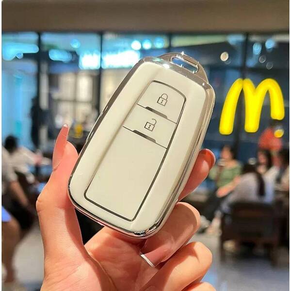 【送料無料、匿名配送】トヨタ スマートキーケース TPU キーカバー ホワイト 2ボタン RAV4