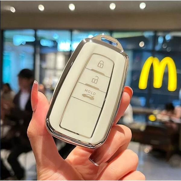 【送料無料、匿名配送】トヨタ スマートキーケース TPU キーカバー ホワイト 3ボタン RAV4 プリウス50