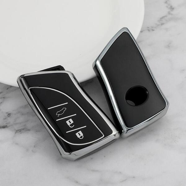 レクサス LEXUS スマートキーケース TPU キーカバー 新型NX/LC/ LS/UX/ES ブラック×シルバー