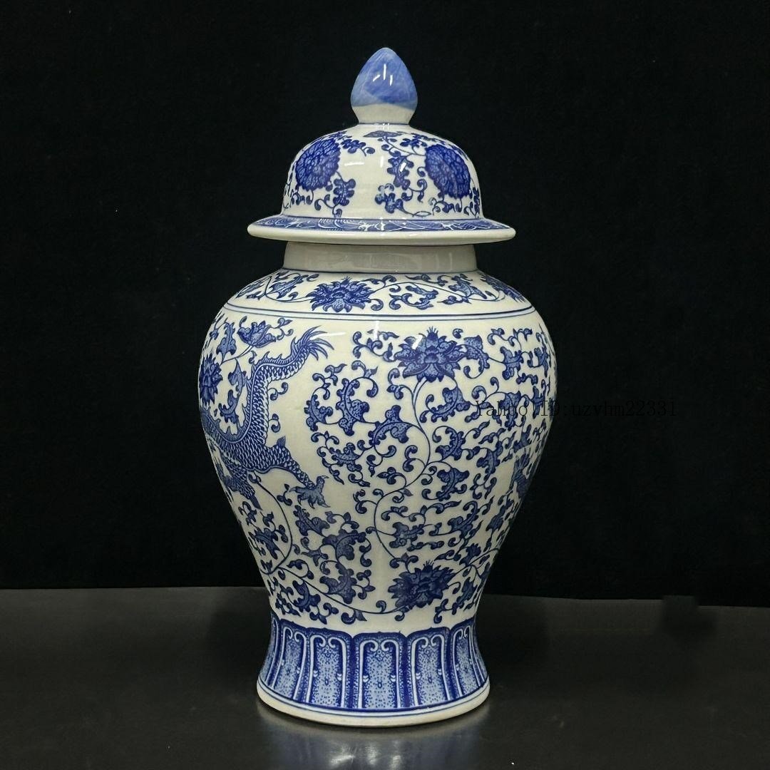 清康煕青花を着て鳳紋将軍缶 景徳鎮 陶磁器 装飾品 現代工芸品 美術品 置物 清康煕青花を着て鳳紋将軍缶 景徳鎮 陶磁器 装飾品