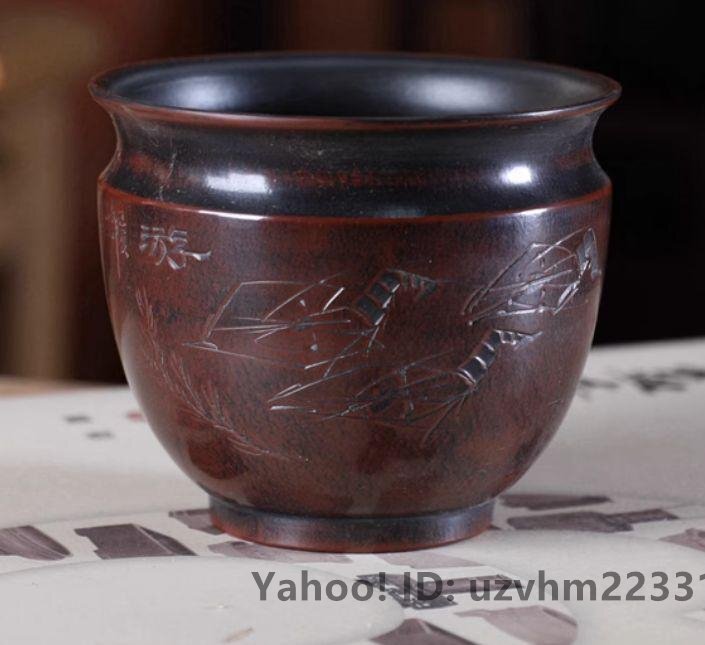 ♢中国古美術品 宜興窯賓山倣古 紫砂 紫泥 鋲打ち丸形三足ミニ