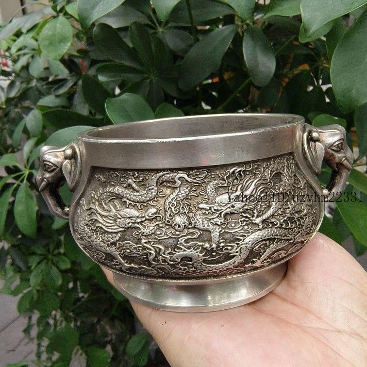 大象耳双龍戯珠香炉 茶道香炉 工芸品 美術品 置物 大象耳双龍戯珠香炉 茶道香炉 工芸品 美術品 置物