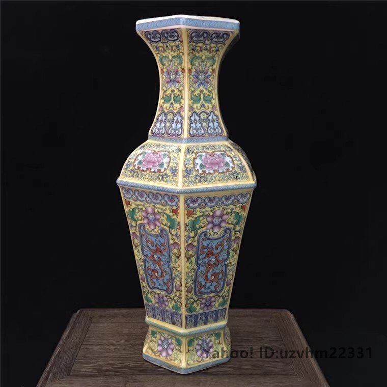 ♢中国 景徳鎮？瓔珞花鳥図紋様 粉彩瓶 花瓶 古玩コレクション