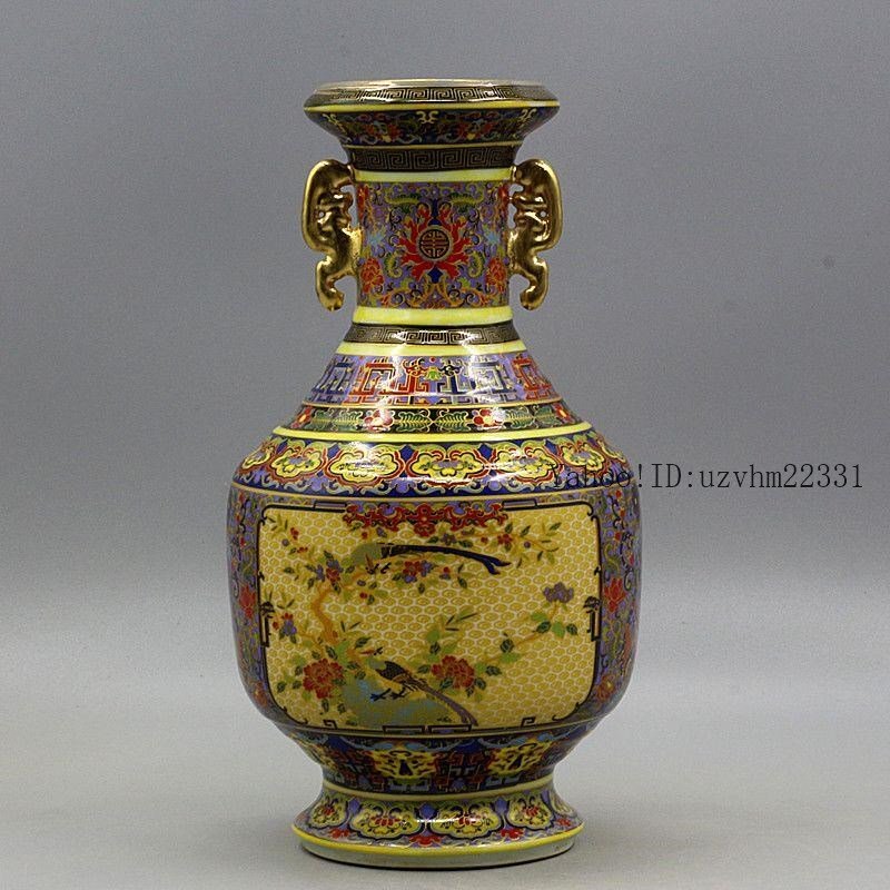 大清琺瑯彩花瓶蒜頭瓶 景徳鎮 陶磁器 装飾品 工芸品 美術品収蔵