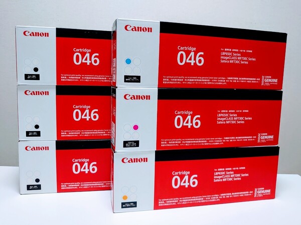 【純正】キヤノン CANON トナーカートリッジ046/CRG-046 /ブラック/シアン/マゼンタ/イエロー 4色セット+ブラック2本 計6本セット