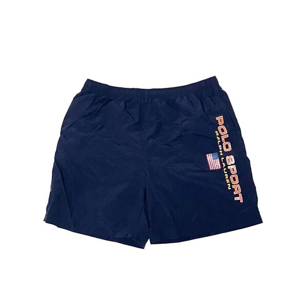 XXL POLO SPORT ポロ スポーツ ナイロンショーツ ラルフローレン 紺色 プリント ヴィンテージ ショートパンツ ハーフショーツ スイム
