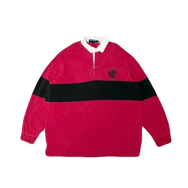 XXL ポロ スポーツ POLO SPORT 長袖 ラガーシャツ ゼッケン 赤x黒x白 90’s 90年代 ラルフローレン 刺繍 ヴィンテージポロ ビッグサイズ