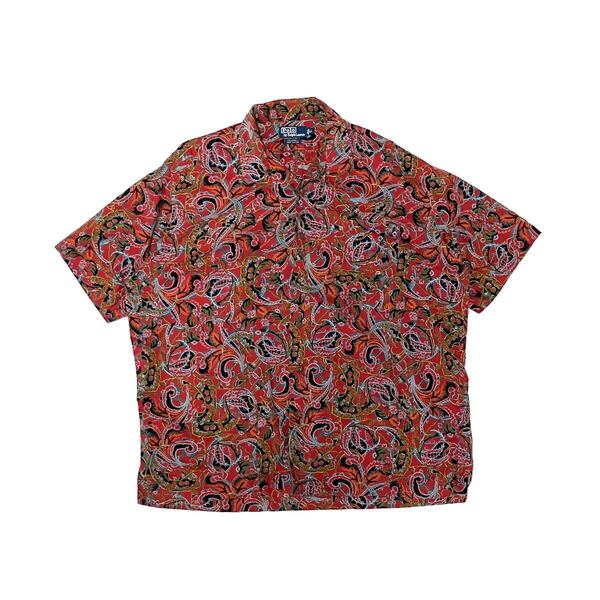 XL ポロ ラルフローレン 総柄シャツ Caldwell ペイズリー柄 半袖シャツ 総柄 アロハシャツ オープンカラーシャツバンダナ柄 コットン Polo