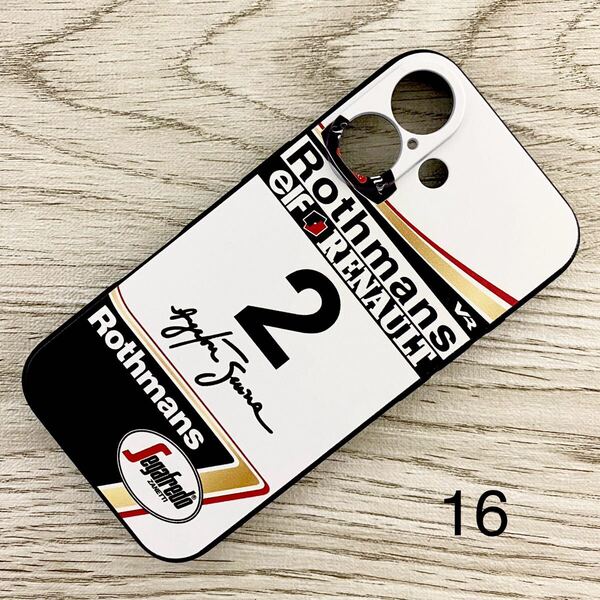 アイルトン・セナ マシン デザイン iPhone 16 ケース F1 ウィリアムズ ルノー FW16 ロスマンズ カラー スマホ