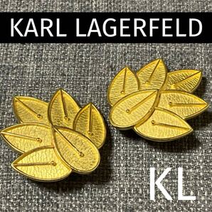 美品 希少 KARL LAGERFELD カールラガーフェルド イヤリング リーフ ゴールドカラー 【ws440.20250509】