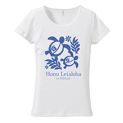 (L)ホワイト【tf065】ネイビーカラーホヌプリント*メール便送料無料フラダンスTシャツ半袖ハワイレディース南国夏カジュアル亀シンプル